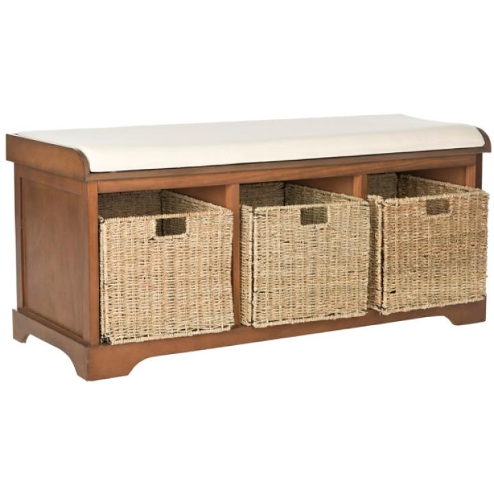 Walnut Upholstered Jeanette Storage Bench