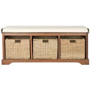 Walnut Upholstered Jeanette Storage Bench