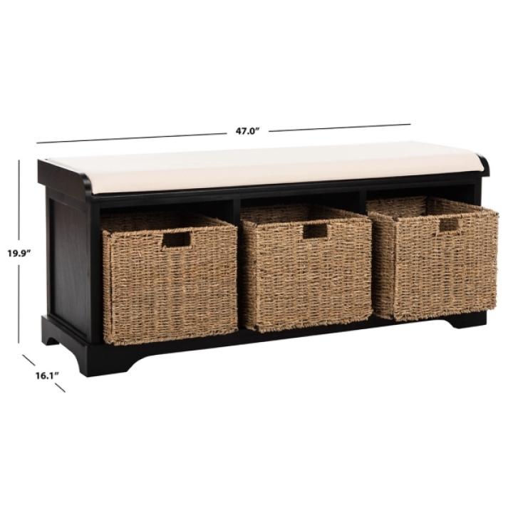 Black Upholstered Jeanette Storage Bench