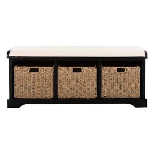Black Upholstered Jeanette Storage Bench