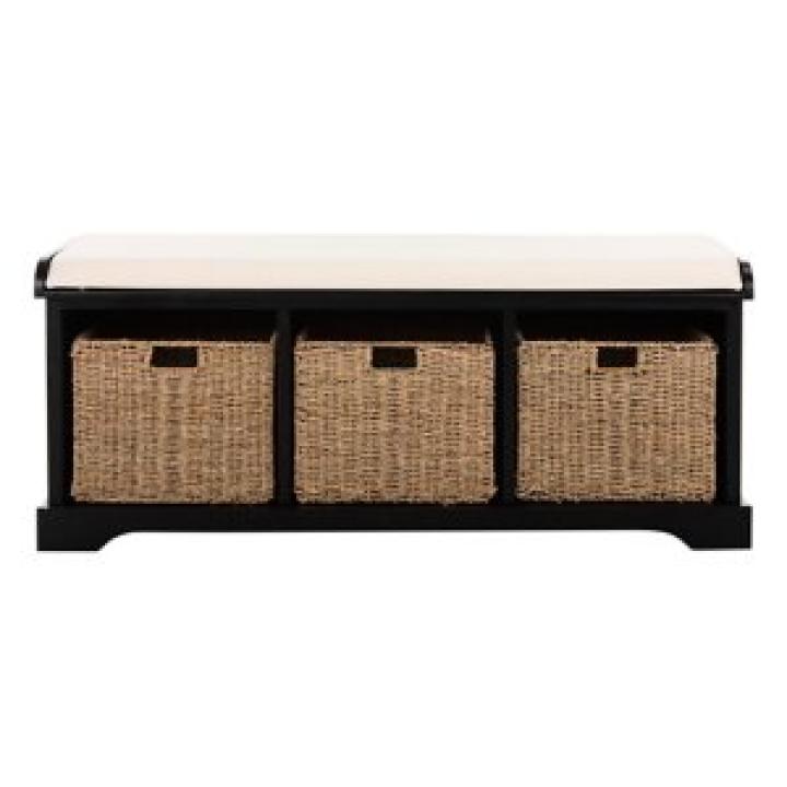 Black Upholstered Jeanette Storage Bench