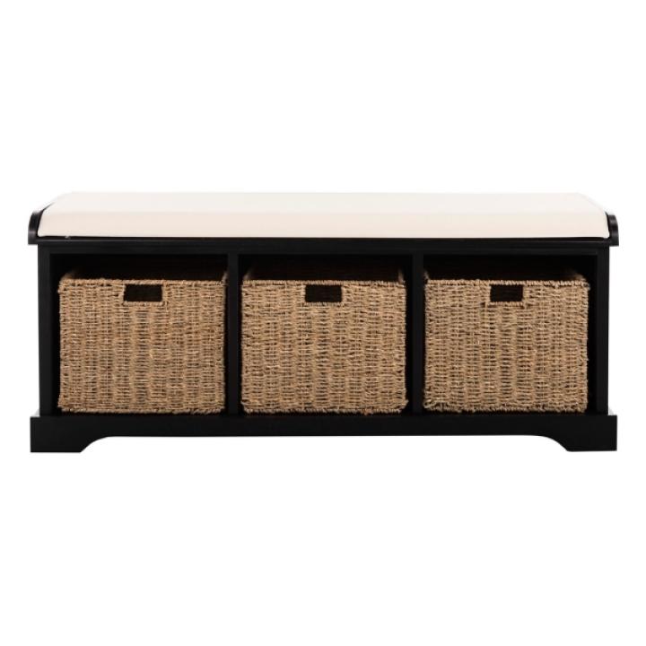 Black Upholstered Jeanette Storage Bench