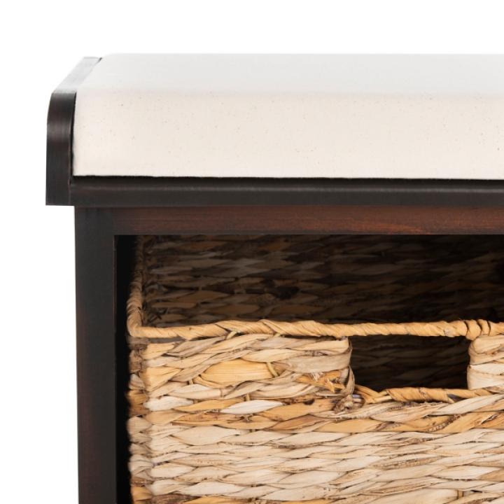 Dark Brown Upholstered Louella Storage Bench