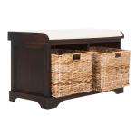 Dark Brown Upholstered Louella Storage Bench