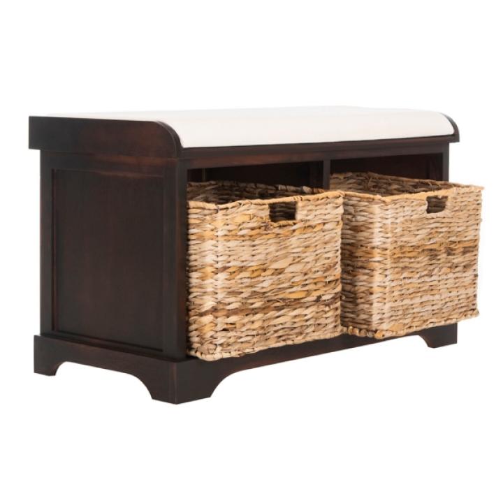 Dark Brown Upholstered Louella Storage Bench