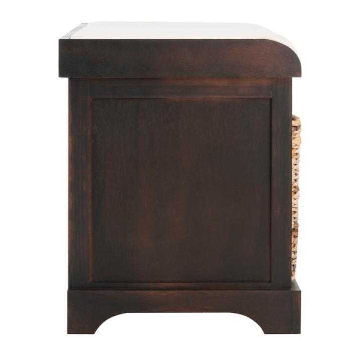 Dark Brown Upholstered Louella Storage Bench