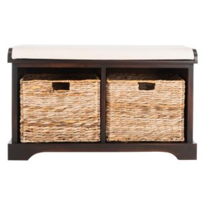 Dark Brown Upholstered Louella Storage Bench