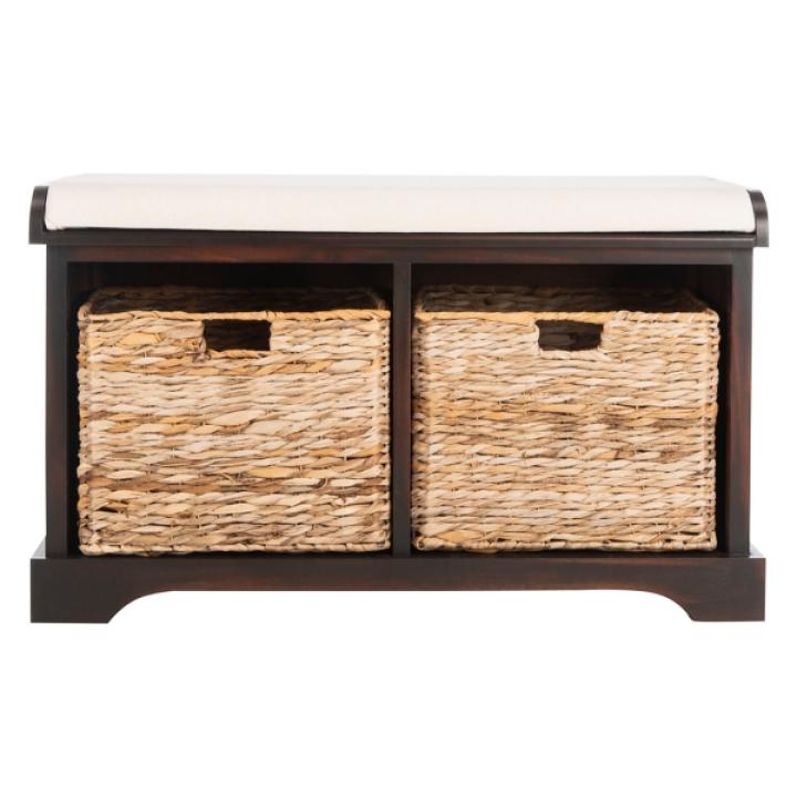 Dark Brown Upholstered Louella Storage Bench