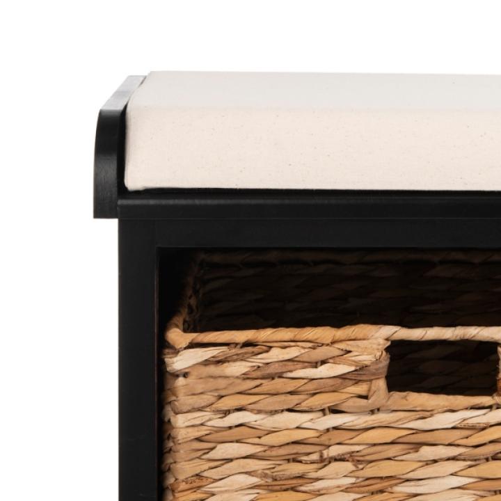 Black Upholstered Louella Storage Bench