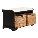 Black Upholstered Louella Storage Bench