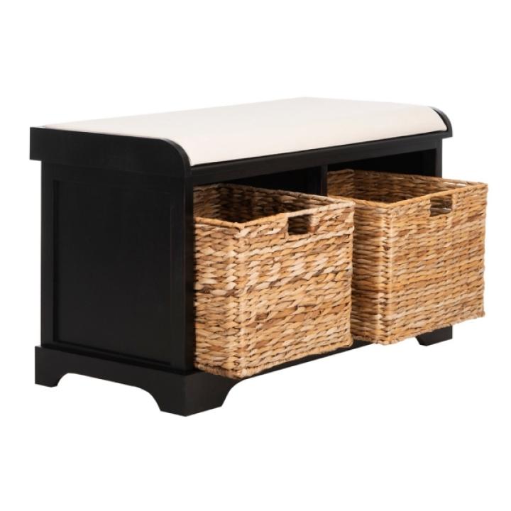 Black Upholstered Louella Storage Bench