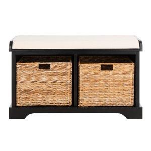 Black Upholstered Louella Storage Bench