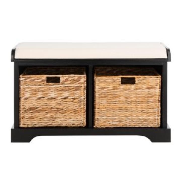Black Upholstered Louella Storage Bench
