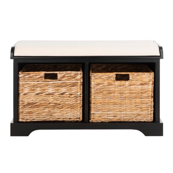 Black Upholstered Louella Storage Bench