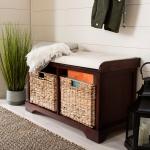 Cherry Upholstered Louella Storage Bench