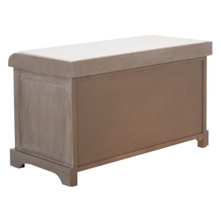 Whitewash Upholstered Louella Storage Bench