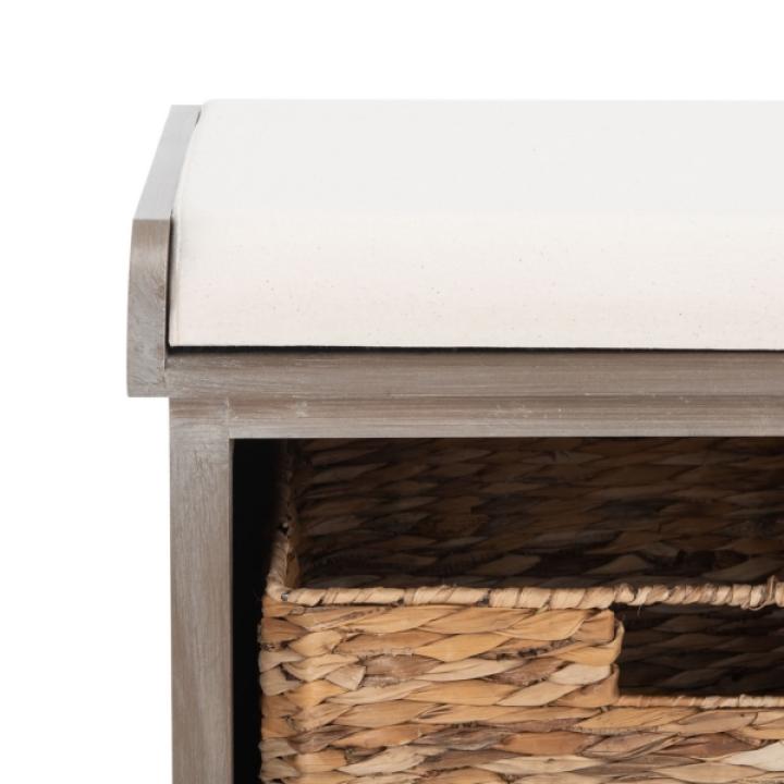 Whitewash Upholstered Louella Storage Bench