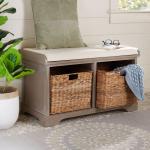 Whitewash Upholstered Louella Storage Bench