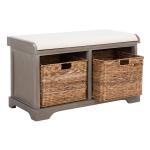 Whitewash Upholstered Louella Storage Bench