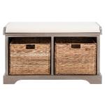 Whitewash Upholstered Louella Storage Bench