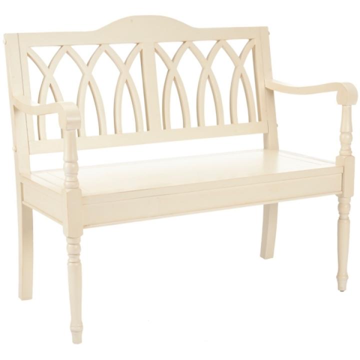 Off-White Wood Mandy Traditional Bench