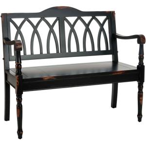 Antique Black Wood Mandy Traditional Bench