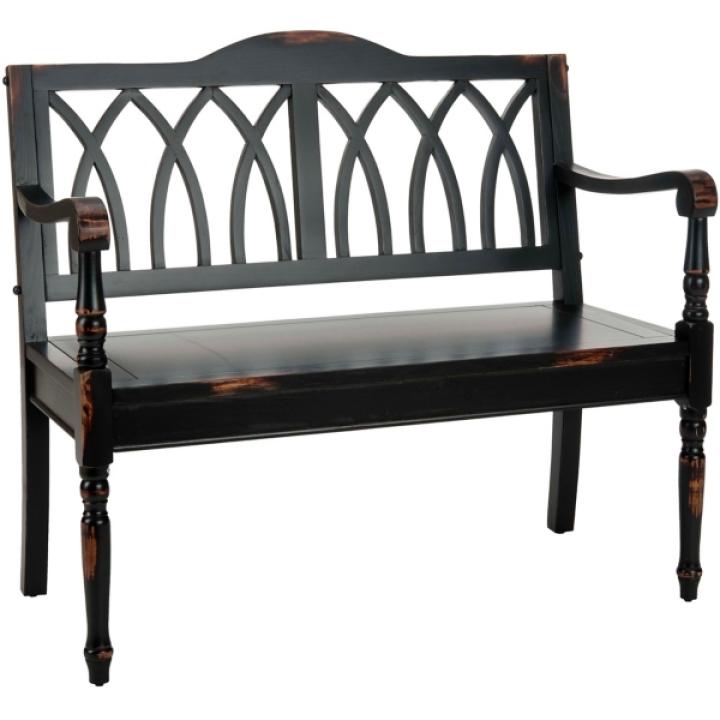 Antique Black Wood Mandy Traditional Bench