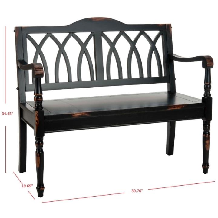 Antique Black Wood Mandy Traditional Bench