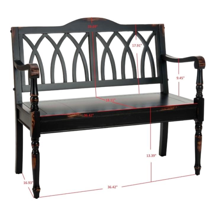 Antique Black Wood Mandy Traditional Bench