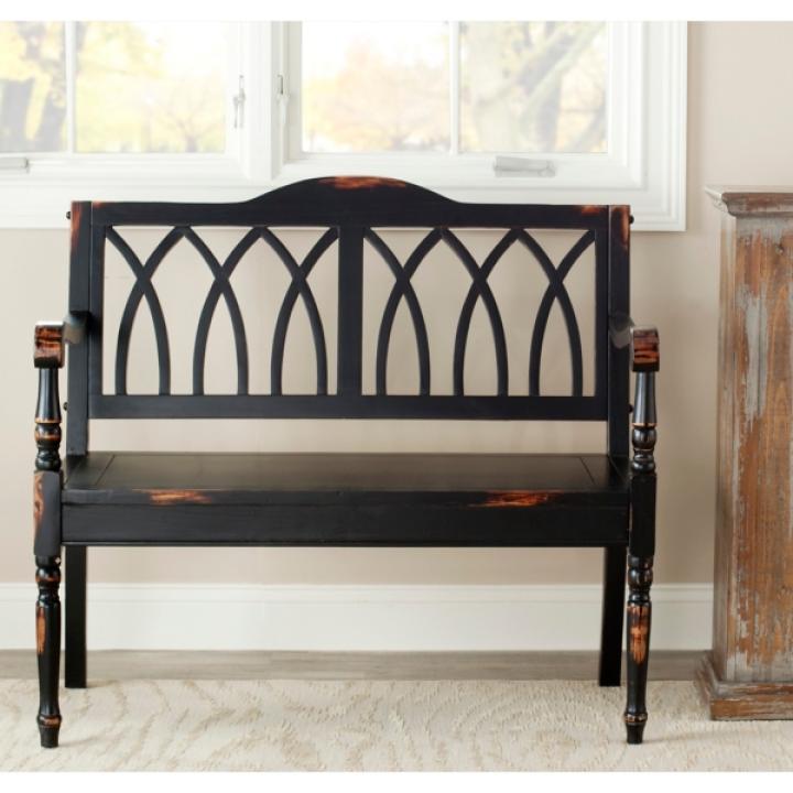 Antique Black Wood Mandy Traditional Bench