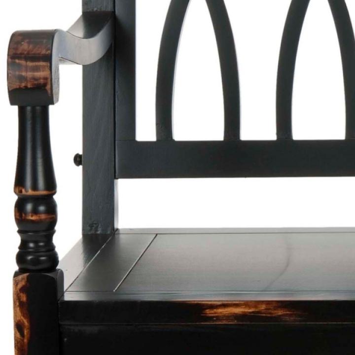 Antique Black Wood Mandy Traditional Bench