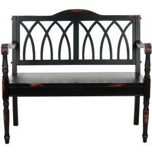 Antique Black Wood Mandy Traditional Bench