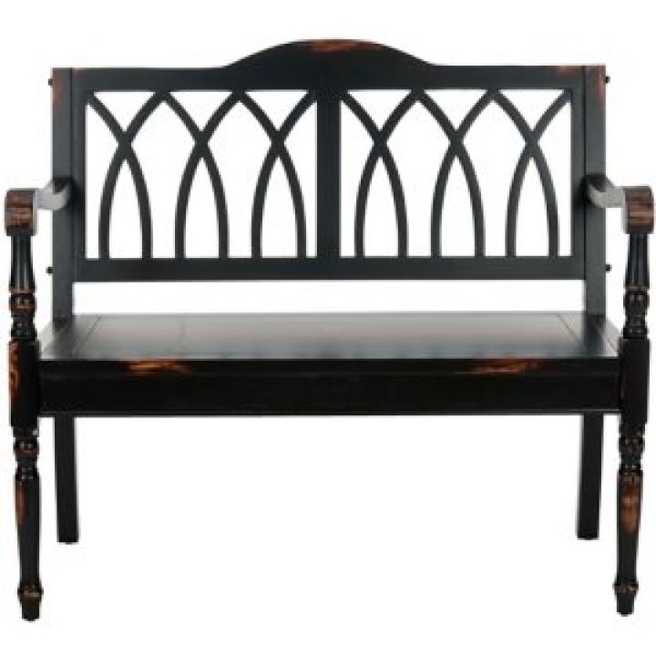 Antique Black Wood Mandy Traditional Bench
