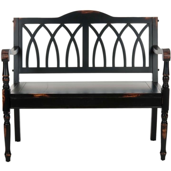 Antique Black Wood Mandy Traditional Bench