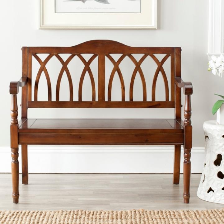 Dark Teak Wood Mandy Traditional Bench
