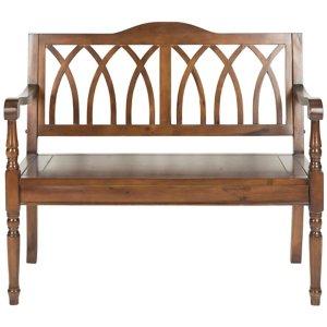 Dark Teak Wood Mandy Traditional Bench