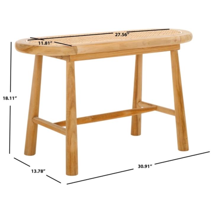 Natural Teak and Rattan Nikki Bench