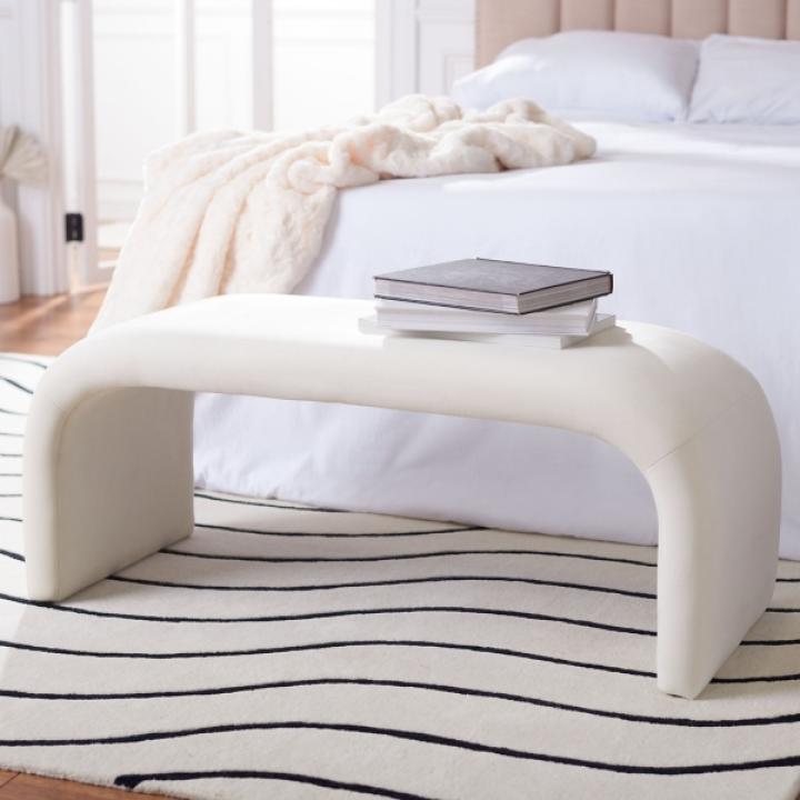 Cream Velvet Modern Lydia Bench