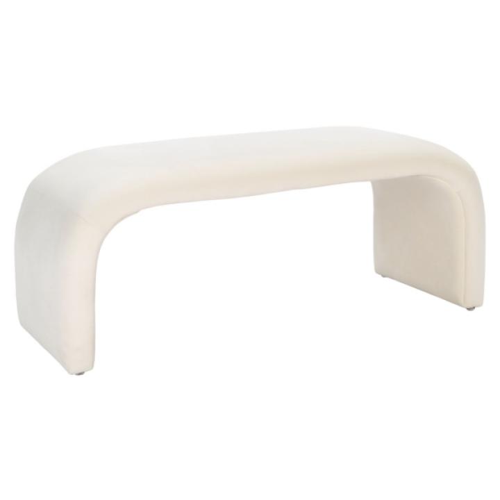 Cream Velvet Modern Lydia Bench