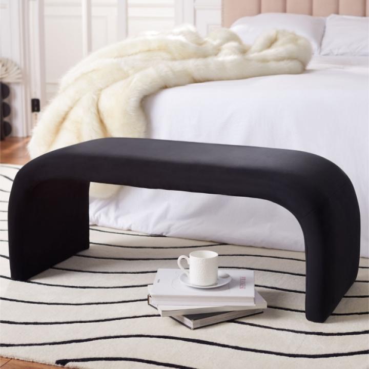 Black Velvet Modern Lydia Bench
