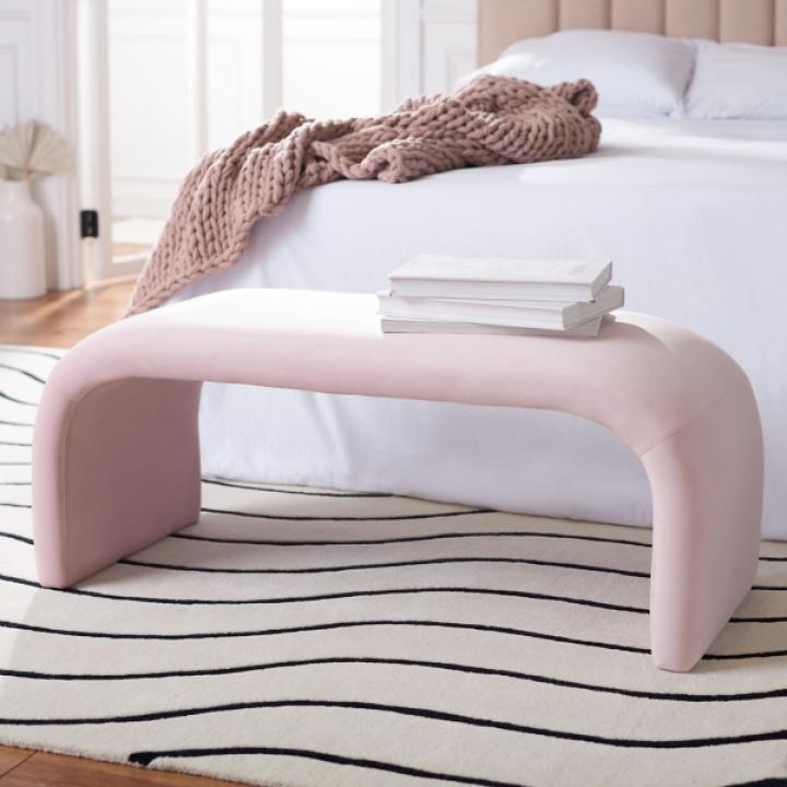 Pink Velvet Modern Lydia Bench