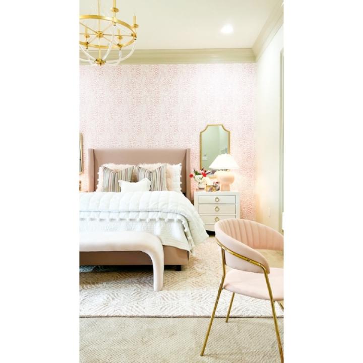 Pink Velvet Modern Lydia Bench