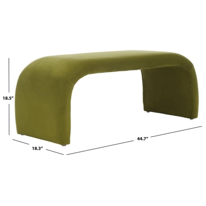 Olive Velvet Modern Lydia Bench
