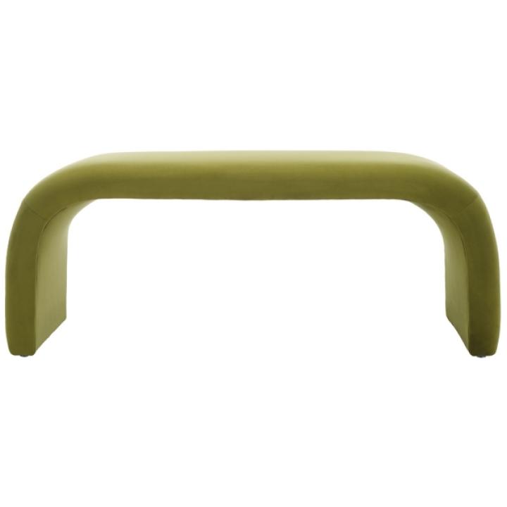 Olive Velvet Modern Lydia Bench