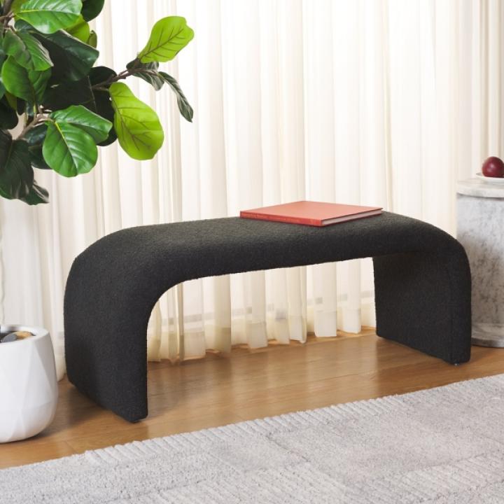 Black Boucle Modern Lydia Bench