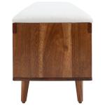 Cream Linen Norma Open Shelf Wood Bench