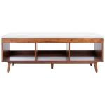 Cream Linen Norma Open Shelf Wood Bench
