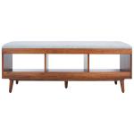 Gray Linen Norma Open Shelf Wood Bench