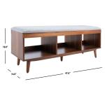 Gray Linen Norma Open Shelf Wood Bench