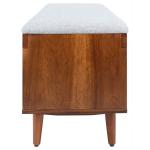 Gray Linen Norma Open Shelf Wood Bench